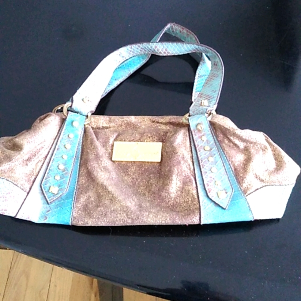 baby phat Purse Gold brown turquoise women's
